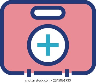 Icono del kit de primeros auxilios. Bolsa médica de color