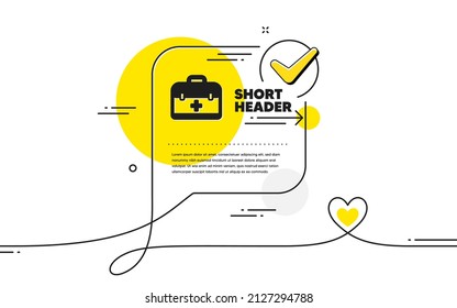Erste Hilfe-Kit-Symbol Markierungsblase für kontinuierliche Linie. Medizinisches Fallzeichen. Erste Hilfe Symbol im Chat-Kommentar. Sprich mit Herzensbanner. Vektorgrafik