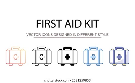 Erste-Hilfe-Kit-Symboldesign mit weißem Hintergrund, Stockgrafik