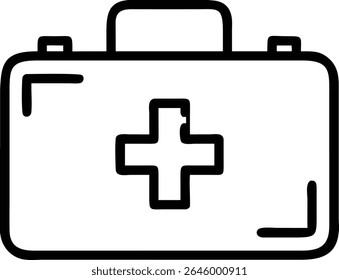 A first aid kit icon featuring a medical bag with a cross symbol, representing healthcare, emergency, and essential medical supplies.