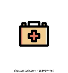 Icono del primer kit de ayuda con un contorno relleno Vector de logotipo de creación de ilustraciones
