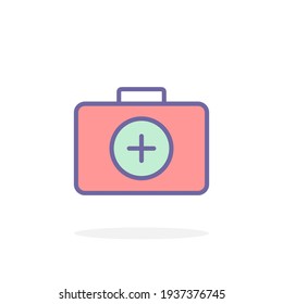 First aid kit icon in filled outline style. For your design, logo. Vector illustration.