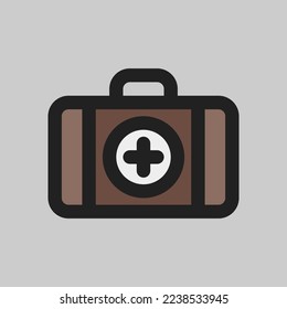 Icono del kit de primeros auxilios en línea rellena sobre viajes, uso para presentación de aplicaciones móviles en sitios web