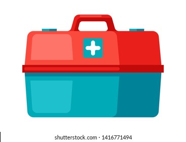 First aid kit icon in flat style. Medicine illustration isolated on white background.