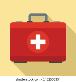 First aid kit icon. Flat illustration of first aid kit vector icon for web design