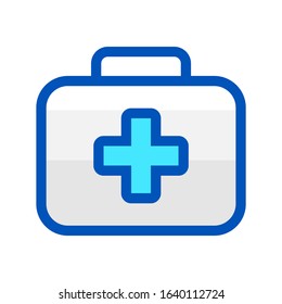 First aid kit icon in flat style. Health, help and medical diagnostics vector illustration on white isolated background. First Aid Kit Icon Design Vector