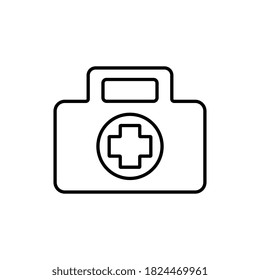 Erste Hilfe-Kit-Symbol im flachen Stil. Gesundheit, Hilfe und medizinische Diagnose, Vektorgrafik auf weißem, isoliertem Hintergrund. Geschäftskonzept des Arztbeutels.
