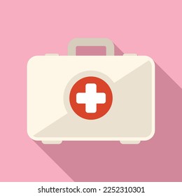 First aid kit icon flat vector. Family health. Medical care