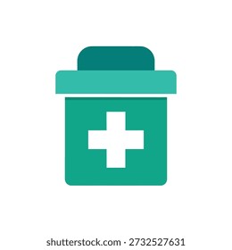 Uso médico del diseño plano del icono del kit de primeros auxilios