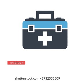 Uso médico del diseño plano del icono del kit de primeros auxilios