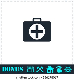 First aid kit icon flat. Simple vector symbol and bonus icon