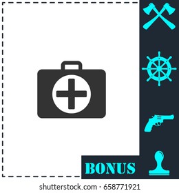 First aid kit icon flat. Simple vector symbol and bonus icon