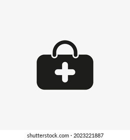 First aid kit icon for healthcare application UI design. Emergency care bag, medical suitcase symbol.