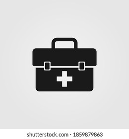 Icono del kit de primeros auxilios aislado en fondo blanco. Bolsa de emergencia, símbolo de bolso médico.