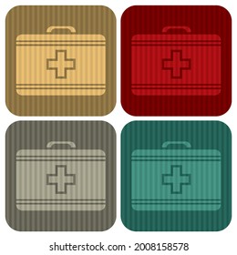 First Aid Kit Icon Isolated On Abstract Textured Background. Medical Equipment For Emergency
