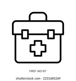 first aid kit icon. Line Art Style Design Isolated On White Background