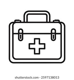 first aid kit icon line art on white background