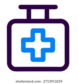 Icono del kit de primeros auxilios. Una Ilustración vectorial lineal de botiquín de primeros auxilios aislado sobre fondo blanco.