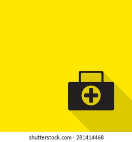 first aid kit icon with long shadow.