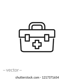 first aid kit icon, medical box linear sign on white background - editable vector illustration eps10