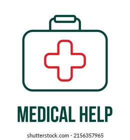 First Aid Kit Icon. Medical Bag. Medical And Health Icon On White Background. Editable Vector Stroke.