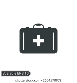 First Aid Kit Icon, Medical Emergency Supply Box with Cross Symbol for Healthcare and UI Design