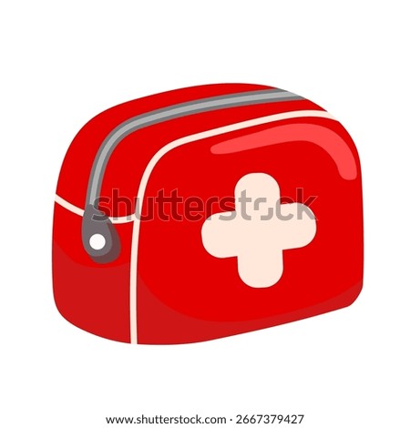 First aid kit icon, mini first aid kit pouch bag vector illustration, portable outdoor first aid bag clip art, pocket emergency medicine bag clipart