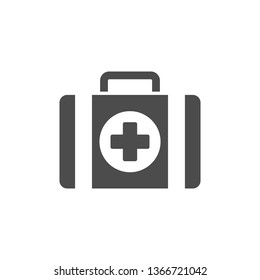 First Aid Kit Icon In Modern Flat Style. Medical Briefcase Symbol For Web Site Or Mobile App. Vector Illustration.