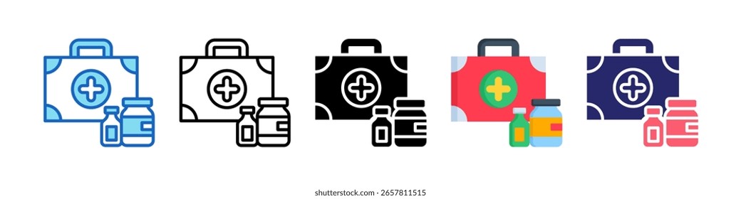 Kit de primeros auxilios Icon múltiple estilo conjunto de Colección.