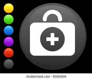 first aid kit icon on round internet button original vector illustration 6 color versions included
