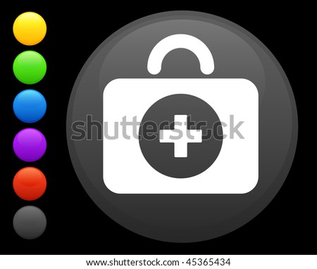 first aid kit icon on round internet button original vector illustration 6 color versions included