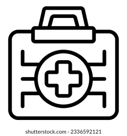 Vector de contorno de icono del kit de primeros auxilios. Atención médica. Servicio de ayuda