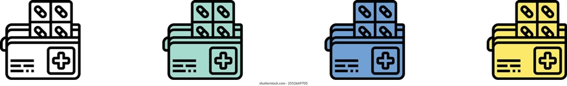 first aid kit icon. Outline, Green, Blue and Yellow Style Design Isolated On White Background