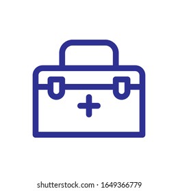 first aid kit icon over white background, thick line style, vector illustration