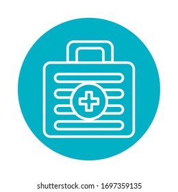 icono del kit de primeros auxilios sobre fondo blanco, estilo de bloque, ilustración vectorial