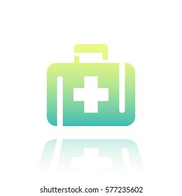 First aid kit icon over white, vector illustration