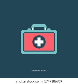 First aid kit icon. Paramedic suitcase.