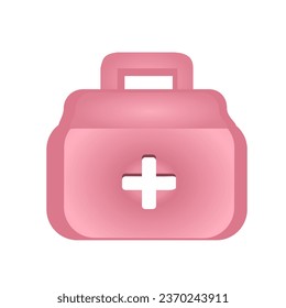 First aid kit icon, pink color, isolated on white background, vector illustration