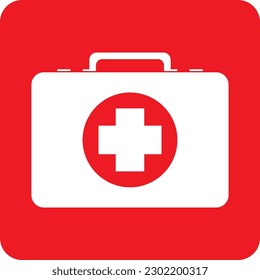 first aid kit icon red circle on white background
