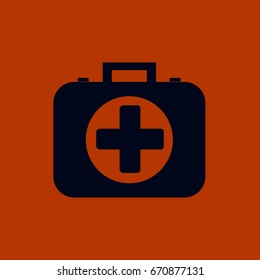 first aid kit icon. Red cross. Vector Illustration
