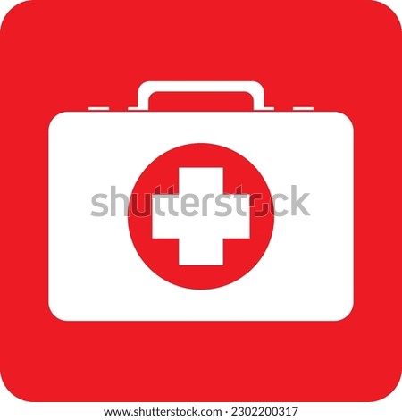 first aid kit icon red circle on white background