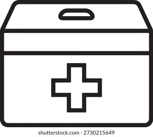 Erste-Hilfe-Kit-Symbol für medizinische Versorgung und medizinische Notfallversorgung. Line Art für Unfallverhütung und Notfallversorgung. Einfache Grafik auf transparentem Hintergrund für Sicherheit.