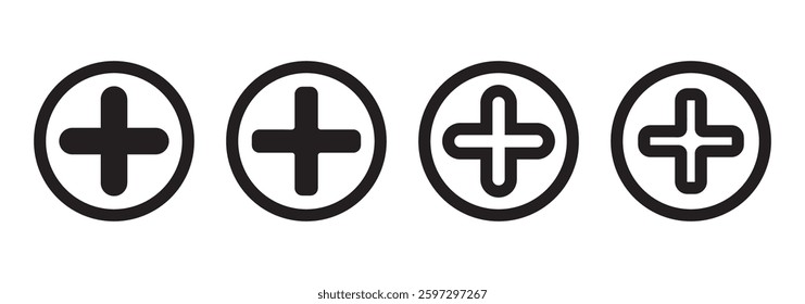 First aid kit icon set. Medical box with cross. Medical emergency equipment. Healthcare concept.  Medical symbol, Variety Design. EPS 10