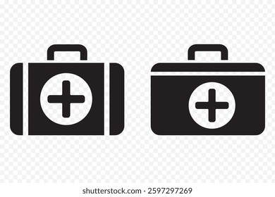 First aid kit icon set. Medical box with cross. Medical emergency equipment. Healthcare concept.  Medical symbol, Variety Design. EPS 10
