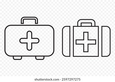 First aid kit icon set. Medical box with cross. Medical emergency equipment. Healthcare concept.  Medical symbol, Variety Design. EPS 10