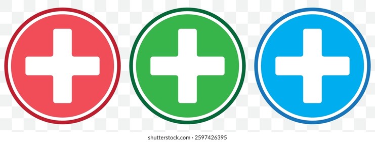 First aid kit icon set. Medical box with cross. Medical emergency equipment. Healthcare concept. EPS 10.