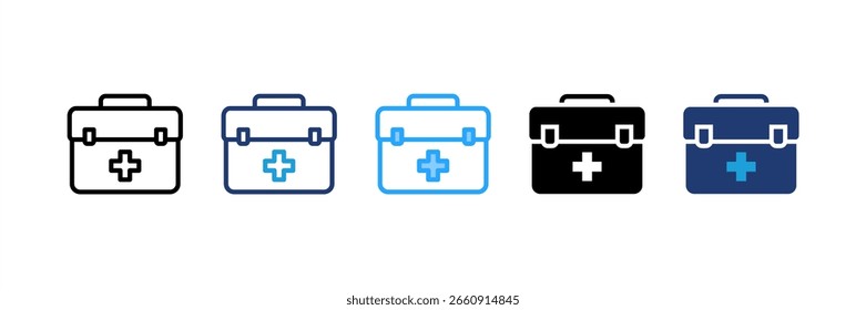 Conjunto de iconos de botiquín de primeros auxilios colección de estilo múltiple
