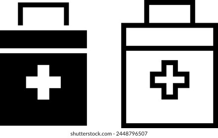 first aid kit icon, sign, or symbol in glyph and line style isolated on transparent background. Vector illustration