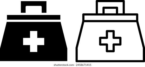 first aid kit icon, sign, or symbol in glyph and line style isolated on transparent background. Vector illustration