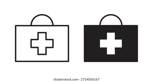 Diseños de Vector de silueta de icono de kit de primeros auxilios. Trazos editables